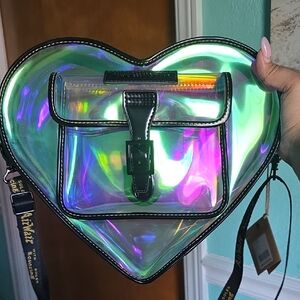 Dr. Martins Iridescent Heart Crossbody Bag -Holographic Rainbow